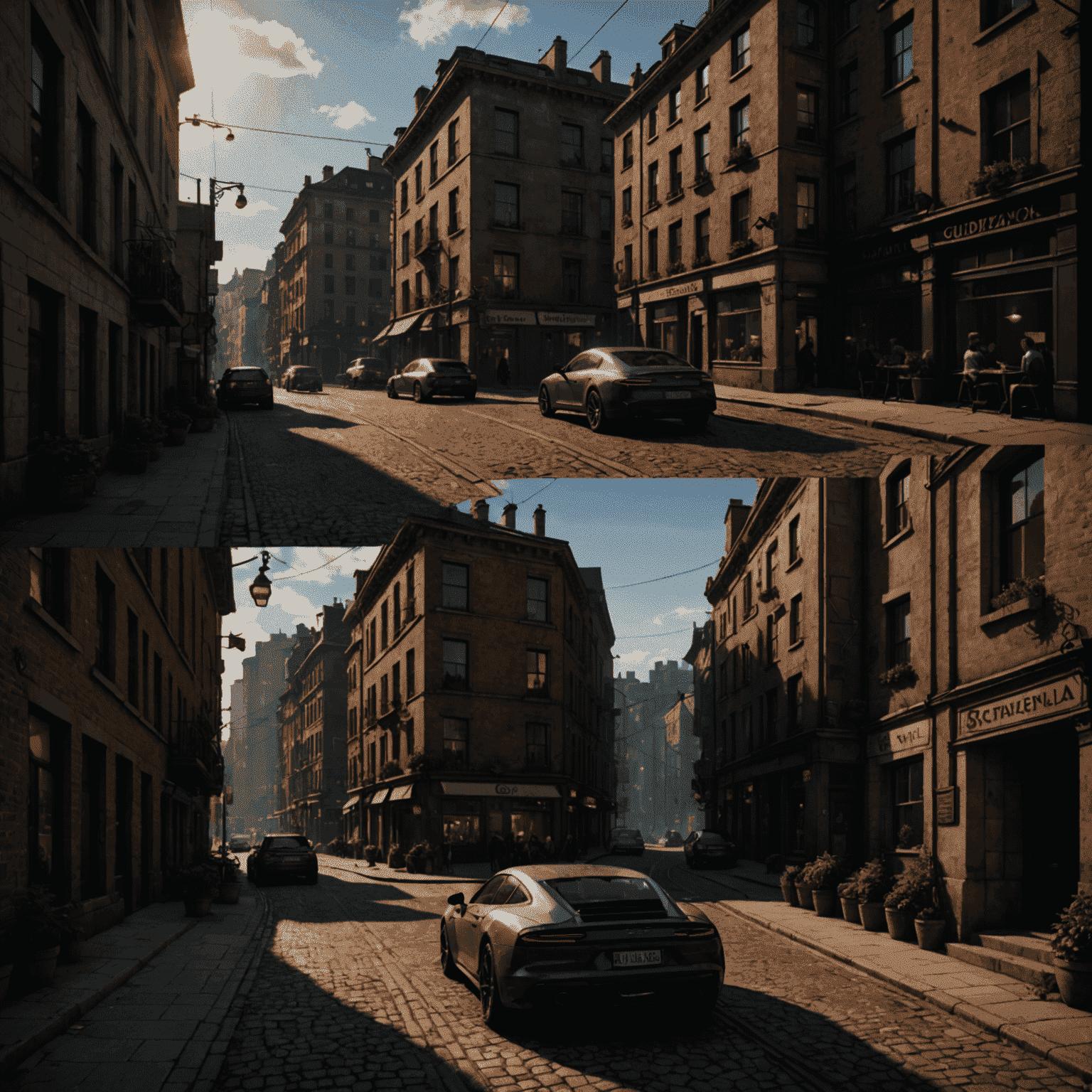 A side-by-side comparison of a game scene with and without optimization techniques applied. The optimized version shows improved frame rate and visual quality across different devices.