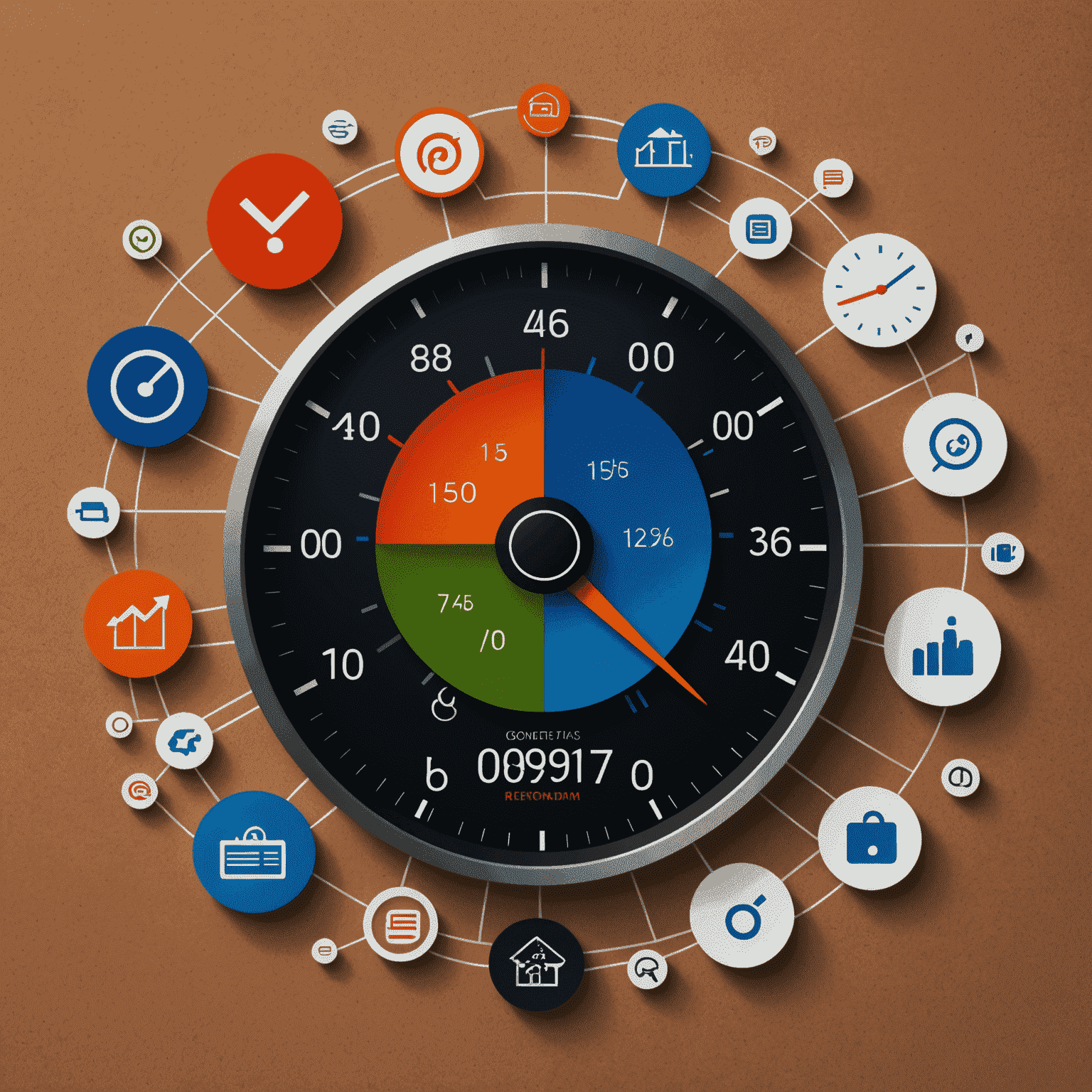 A graph showing performance optimization across different platforms, with icons representing various devices and a speedometer indicating improved performance.